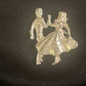 Man & Woman Dancing Partners Silver Brooch. New